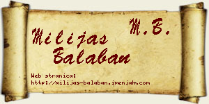 Milijas Balaban vizit kartica